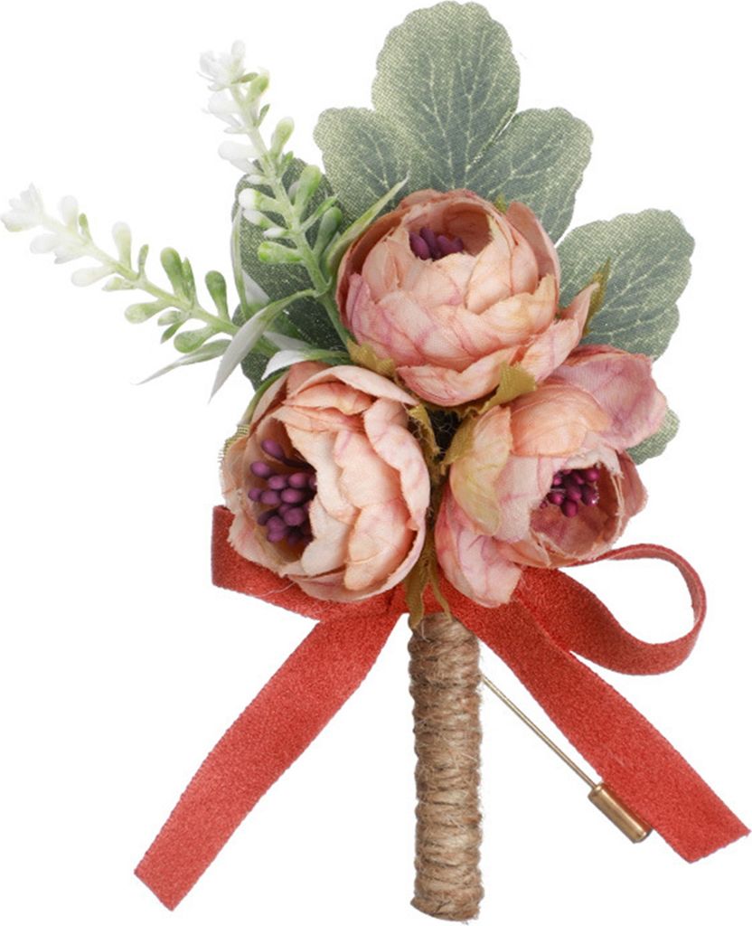Rose Blume Brosche realistische grüne Blätter Anti-Rutsch eleganter Bräutigam Braut Bräutigamer Blumen Corsage Revers Pin Hochzeitsfeier Vorrä...