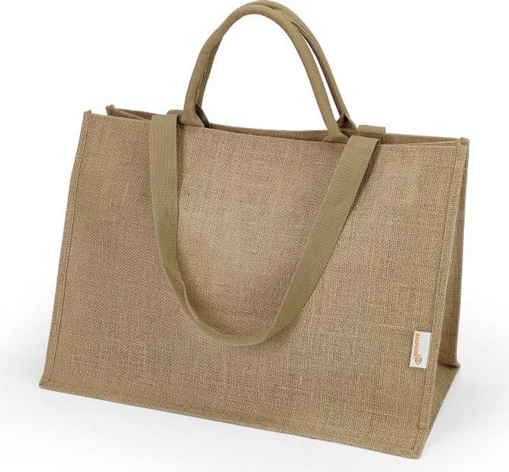 Einkaufstasche mit vier Tragegriffen Jute beige