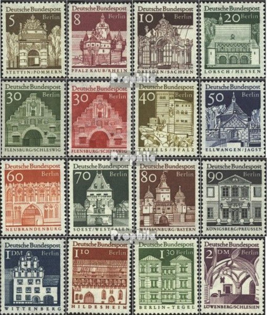 Briefmarken Berlin (West) 1966 Mi 270-285 (kompl.Ausgabe) gestempelt Bauwerke
