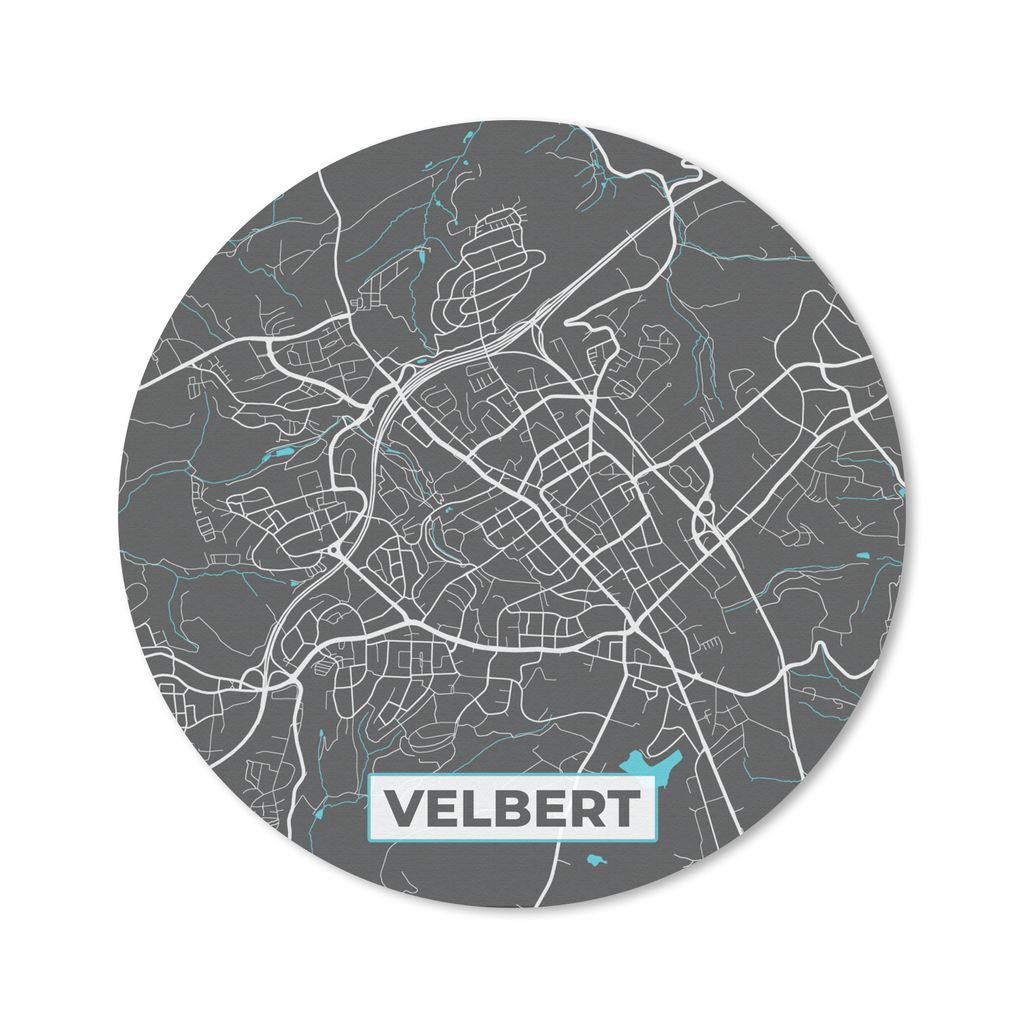 MuchoWow Mauspad Mousepad Blau - Deutschland - Karte - Stadtplan - Velbert 40x40 cm - Mousepads - Maus Mat - Pad - Mausunterlage - Schreibtisch A...