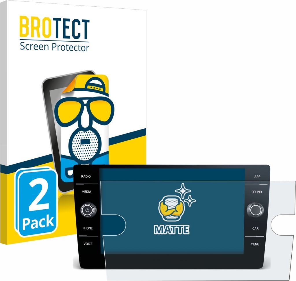 2x BROTECT Schutzfolie für Volkswagen T6 2021 Discover Media 8" Displayschutz Displayschutzfolie Folie Matt Entspiegelungsfolie