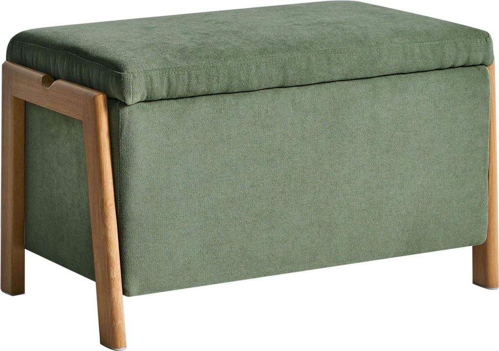 BELIANI Sitzbank Grün Stoff Gepolstert 40x70 cm mit Produktbild 
