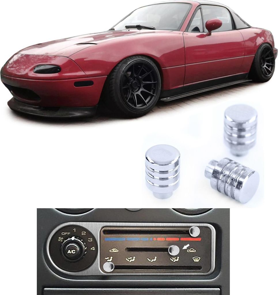 Heizung Lüftung Verstellknöpfe Chrom Set 3 Stück passend für Mazda MX5 NA 89-98