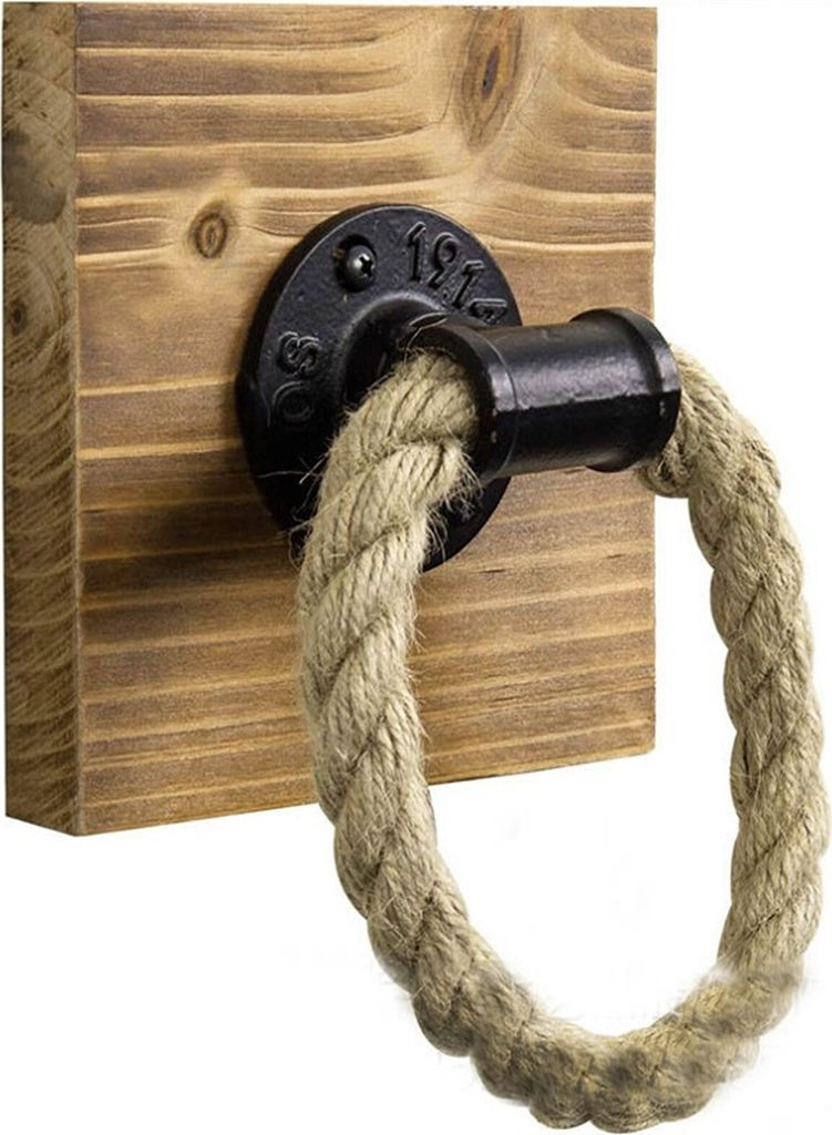 Portasciugamani in tubo industriale con corda per bagno | Immagine del prodotto 