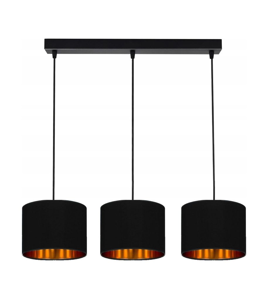 Deckenlampe Schwarz Lampe Leuchte aus Velours Vintage Modern E27 Designerlauchte 3-flammig N230-H3-S