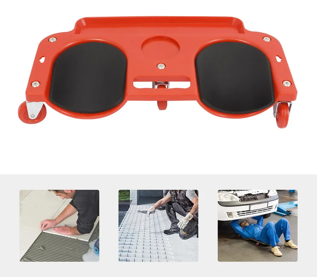Genouillères ergonomiques rouges avec compartiments outils pratiques