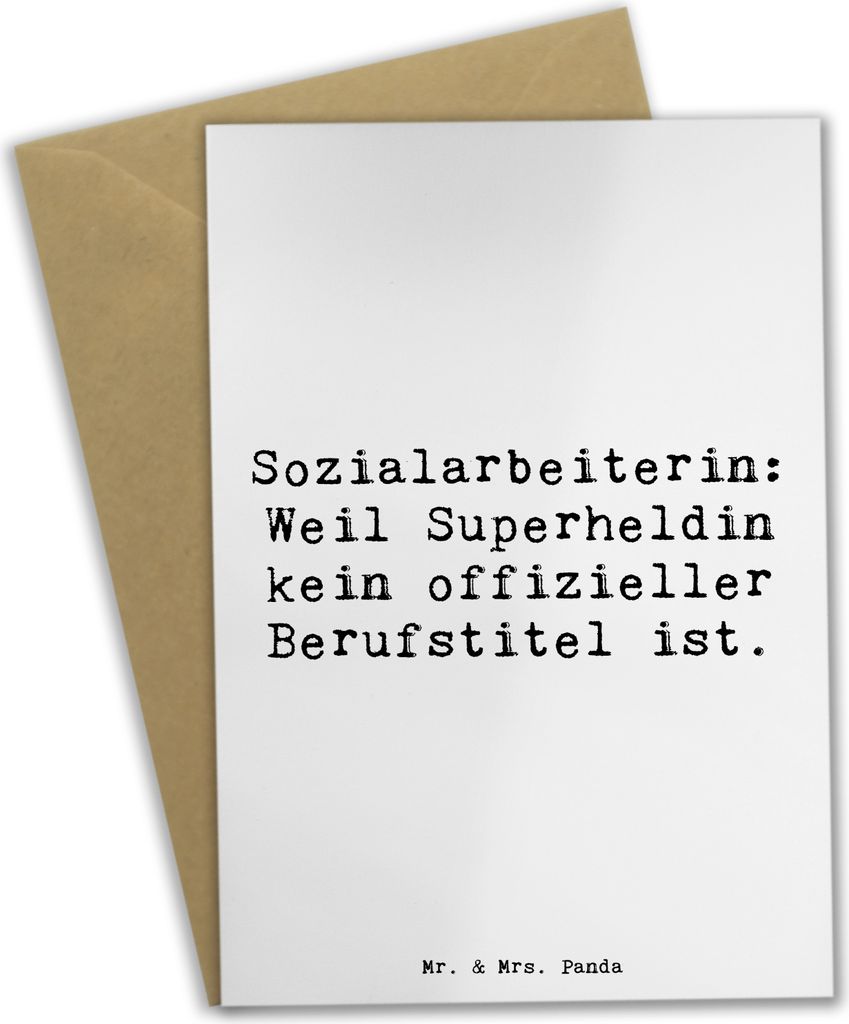Mr. & Mrs. Panda Beileidskarte Spruch Sozialarbeiterin Heldin - Weiß - Geschenk, Beratung, dankeskarten, Grußkarte, Leben verändern, liebevoll g...