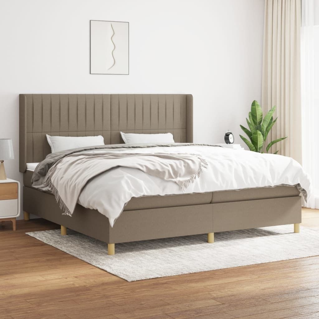 "Rabatt" Boxspringbett mit Matratze - 2 Personen - Strapazierfähiger Stoff - Taupe 200x200 cm Stoff - Klassische Betten CC5789