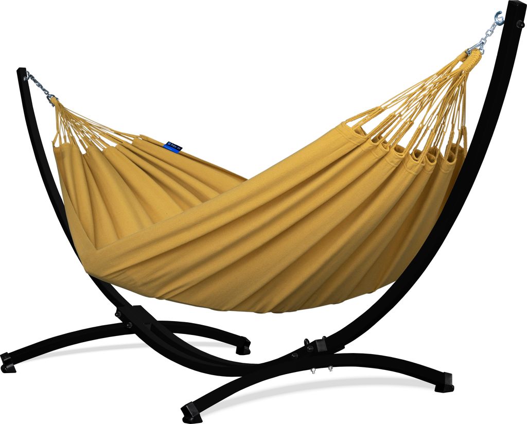 Potenza Outdoor Hängematte mit Gestell für 2 Personen I Merida- Baumwolle Doppelhängematte XXL 220x160, 220kg I Hängemattengestell 220kg, wett...