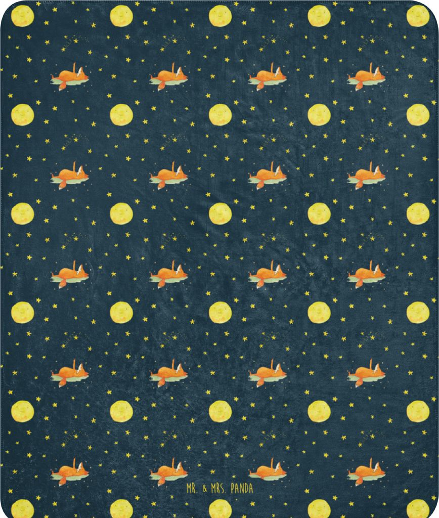 Mr. & Mrs. Panda Heimdecke Fuchs Sterne 130 x 155 cm - Blau - Geschenk, Schmusedecke, Decke, Sternengucker, Entspannt, Sofadecke, Mond, Wohndecke, ...