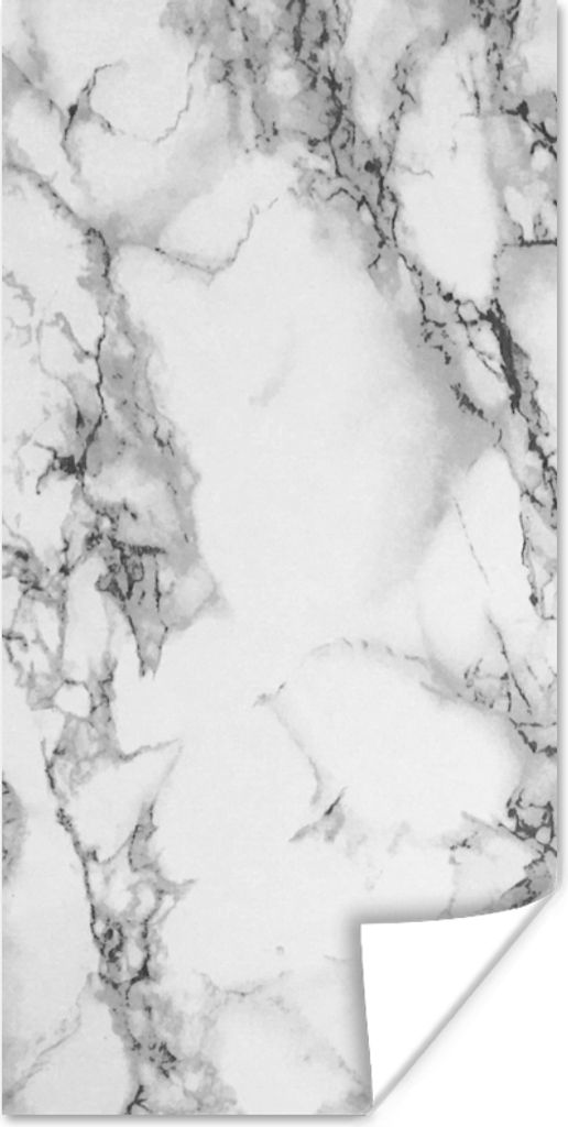 MuchoWow Poster Marmor - Stein - Weiß - Grau - Schwarz - Marmoroptik 20x40 cm - Plakat - Foto