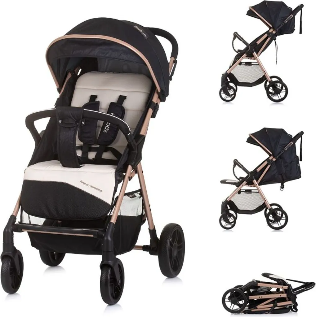 Poussette Pliable Chipolino Sparkle Noir : Sécurité et Gain de Place
