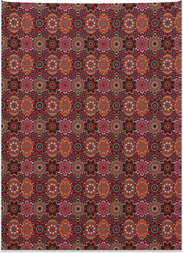 Abakuhaus marokkanisch Wandteppich, Vintage Ottoman Fliese aus Weiches Mikrofaser Stoff Kein Verblassen Klare Farben Waschbar, 110 x 150 cm, Zinnob...