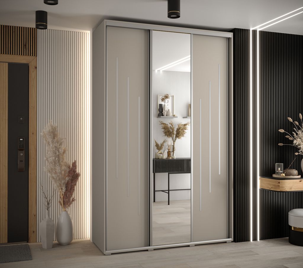 Kleiderschrank INDIRA 9 - 160/60 cm, Kaschmir/Silber