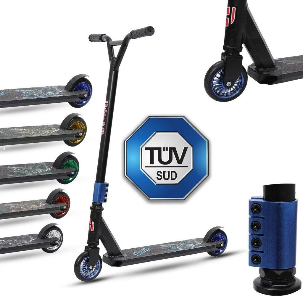 Habib Stunt Scooter für Kinder | 360° Trick Roller 110mm ABEC-9 Räder: Blau