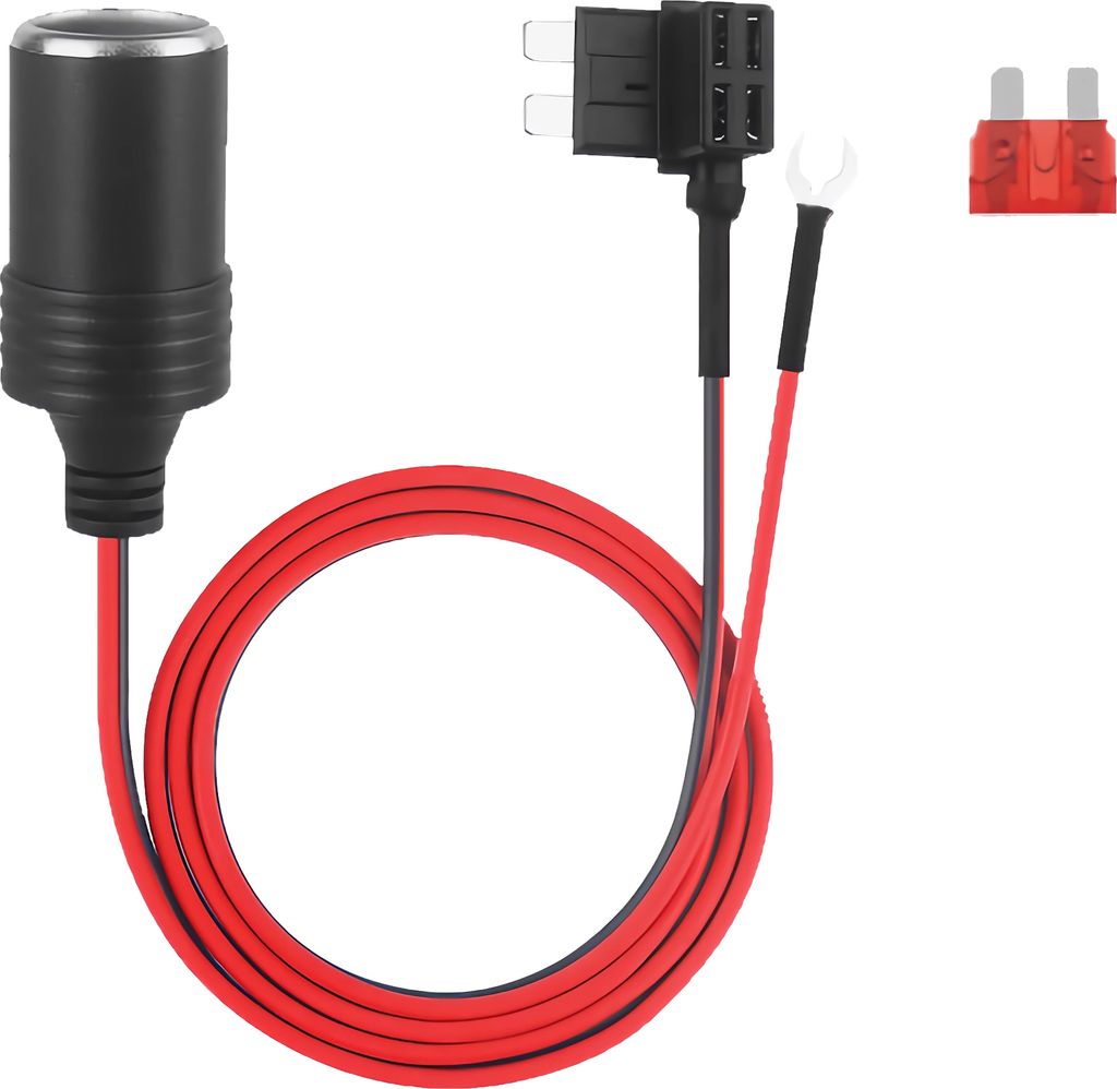 L16C Stromdieb Stromabgreifer ATO Standard – Sicherungsadapter Kabel 30 cm mit Kfz-Steckdose, 10A Sicherung, Auto Sicherungshalter Stromabgriff