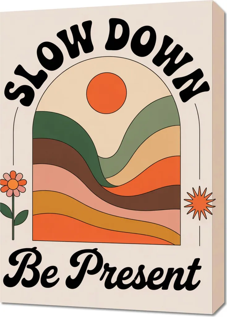 Affiche Murale Décorative Slow Down 50x70 cm Design Affirmation Rétro