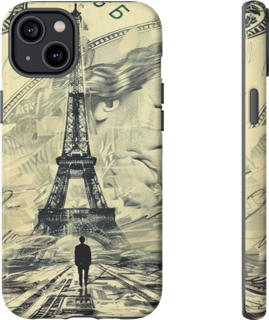Surreale Turm- und Geldschein-Collage – Hülle Kompatibel mit iPhone 14 Plus