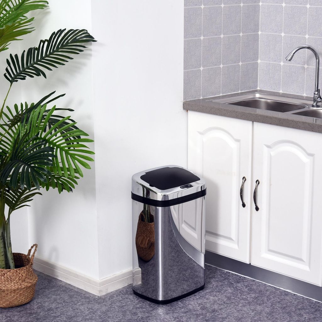 Sensor Mülleimer 30L Edelstahl Automatischer Mülleimer mit Bewegungssensor, Abfalleimer Müllbehälter Abfallbehälter für Büro, Schlafzimmer, ...
