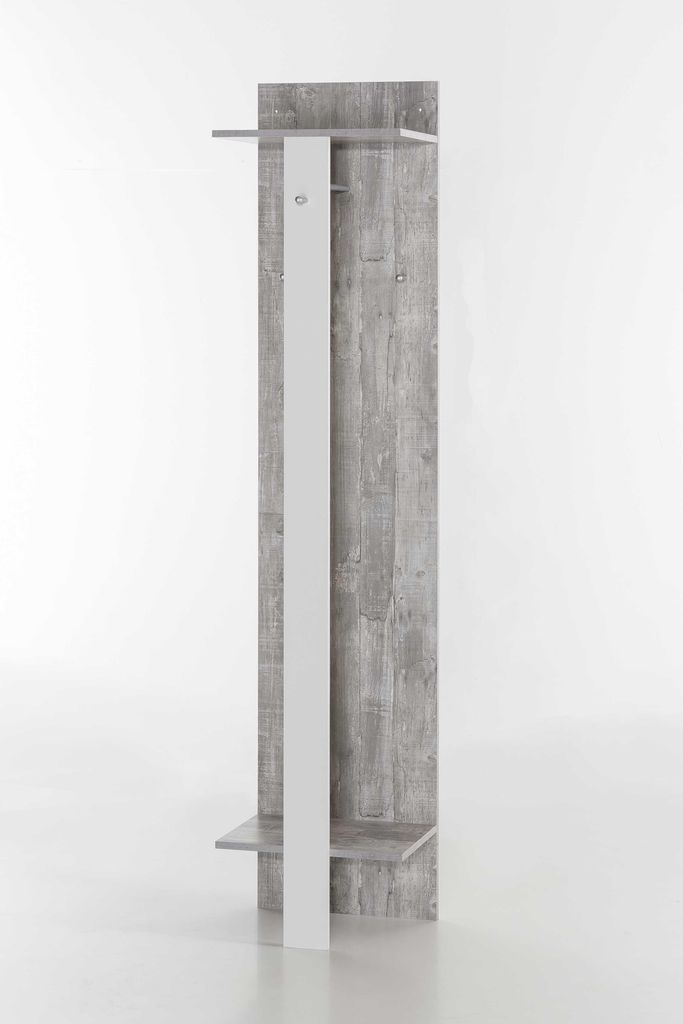 Wilmes Garderobenpaneel Lake mit Hängemöglichkeit, Beton / Weiß Melamin Nachbildung; 54116-57 0 75