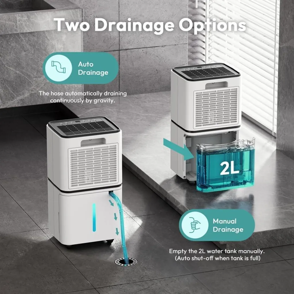 Déshumidificateur programmable 12L avec 3 modes et drainage continu - 5