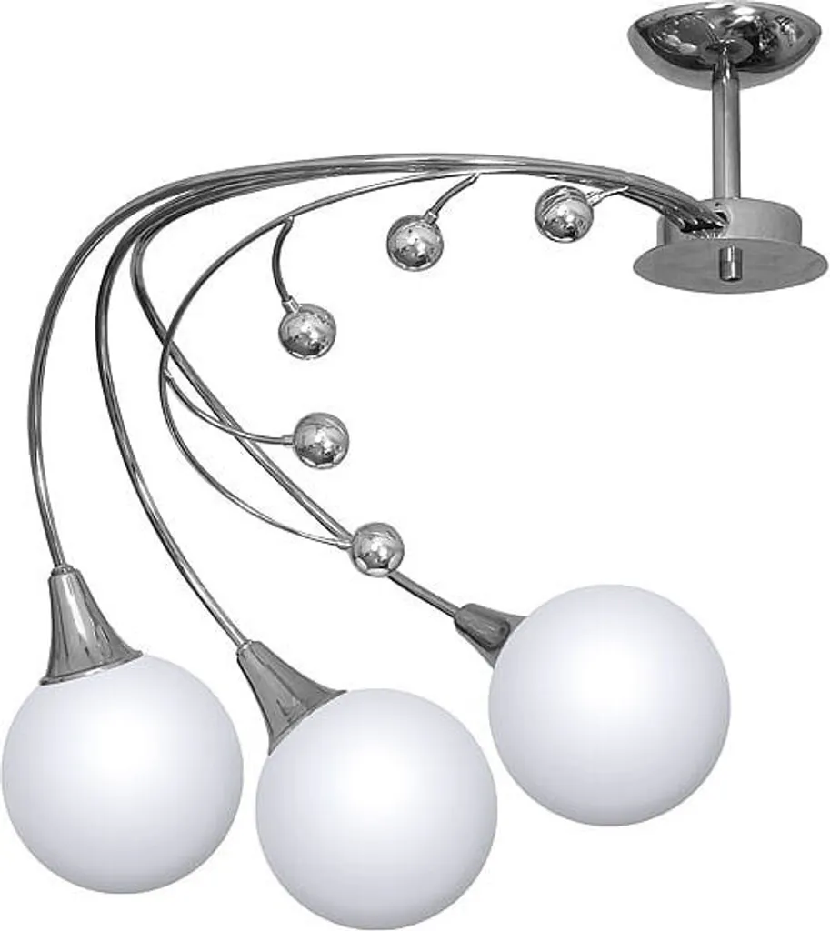 Suspension triple E14 BILA en métal chromé et verre opale blanc 50cm