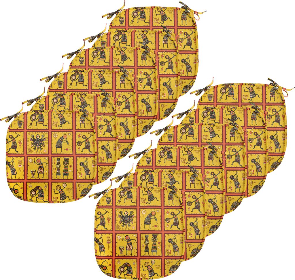 ABAKUHAUS Orange Polster für Esszimmerstühle, Muster, Dekoratives wasserfestes Kissen mit Riemen für Küchensitze, 40 cm x 40 cm-12er Pack, Cora...