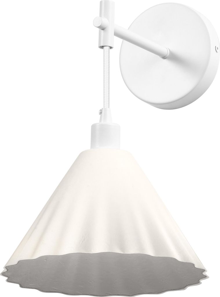 OSRAM Wandleuchte Decor Pulp weiß aus Metall und Pappmaschee, E14, 218 mm Länge, Leuchtenschirm aus recyceltem Material, nachhaltig durch austaus...