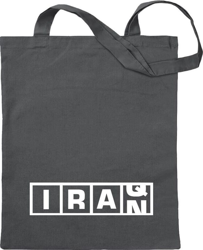 Kiwistar - Baumwolltasche - stahlgrau - Iraq Iran - Tragetasche Stoffbeutel Umhängetasche langer Henkel