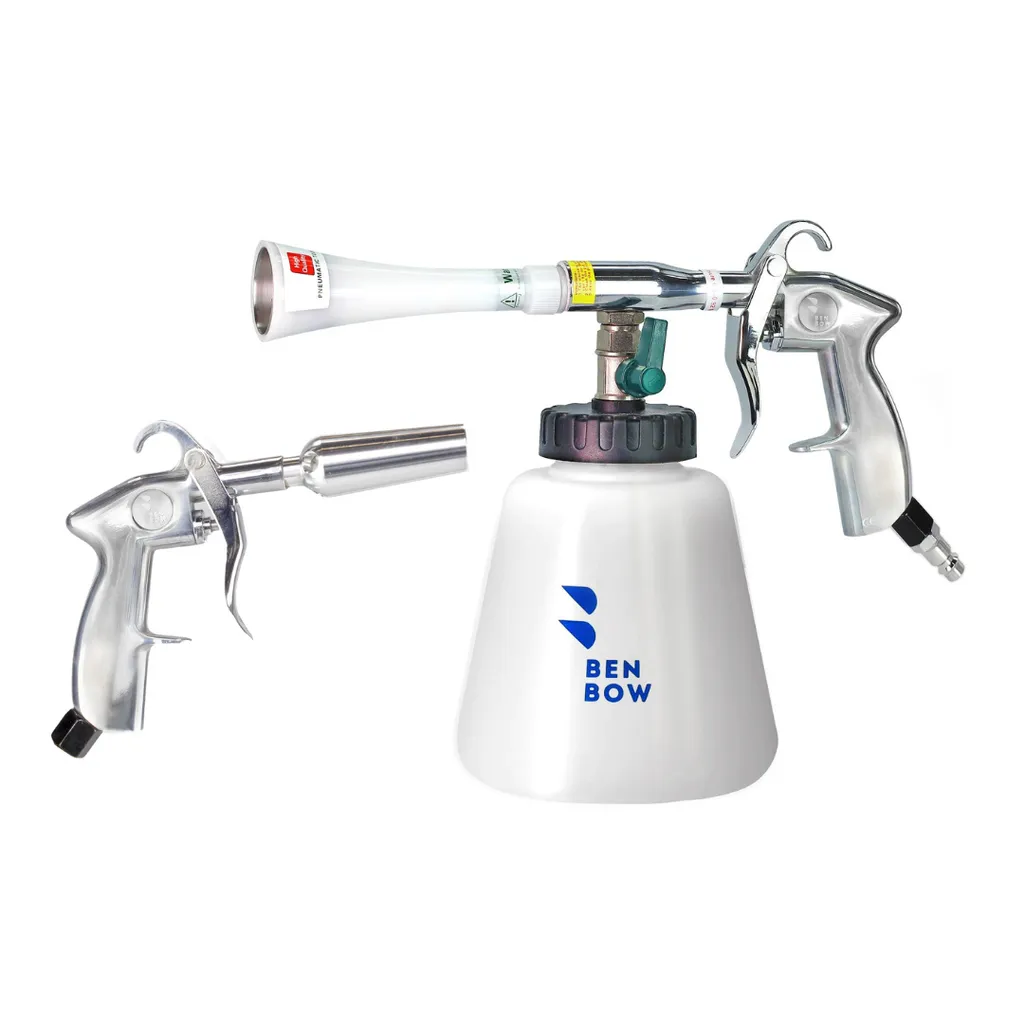 Pistola di pulizia ad aria compressa Benbow Detergente per interni con effetto tornado + pistola di soffiaggio ad aria compressa con ugello Venturi Pistola di lavaggio ad alta pressione Detergente per tappezzeria