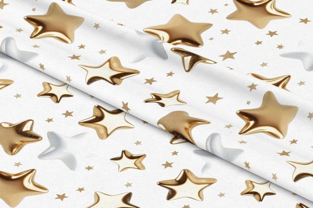 Weihnachtsstoff wasserabweisend 150 cm – Dekostoff / Tischdecke / Läufer Goldene Sterne – Pflegeleicht, Hochwertig, Weihnachten