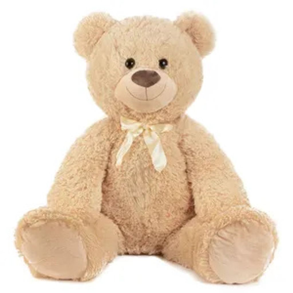 XXL Teddybär hellbraun flauschig mit Schleife 100cm groß Produktbild 