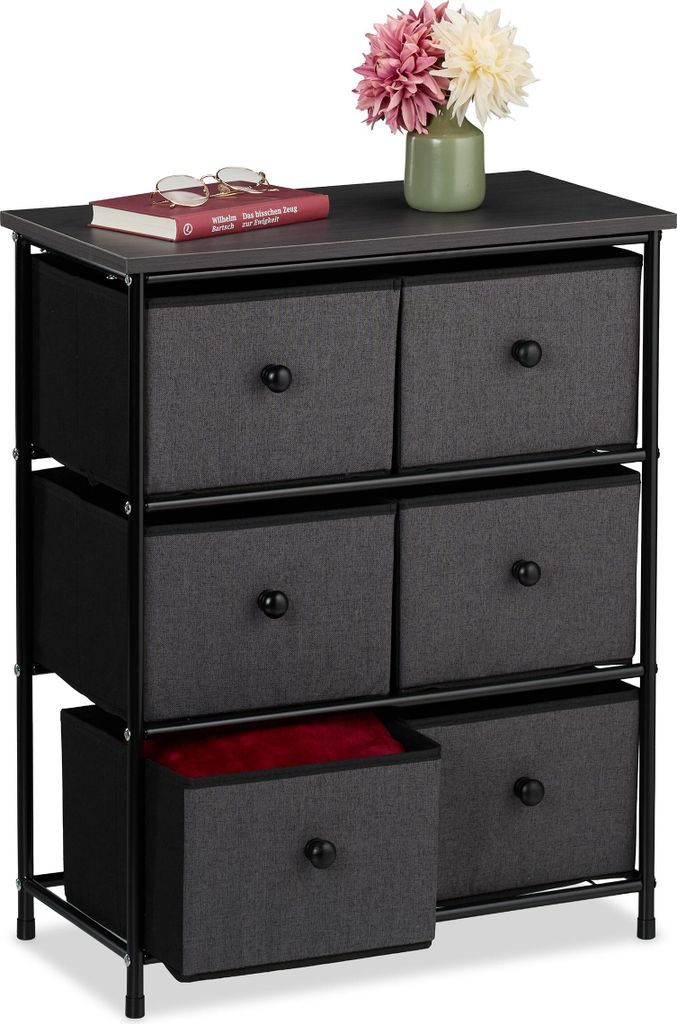 Relaxdays Kommode, 6 Stoffschubladen, Flur & Schlafzimmer, Produktbild 
