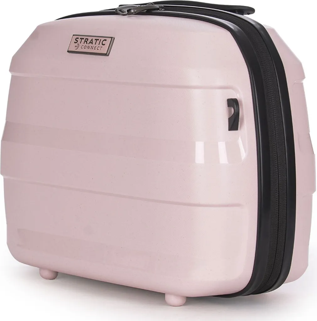Vanity Case de Voyage Rose Stratic Straw - Trousse Maquillage Rigide Chic