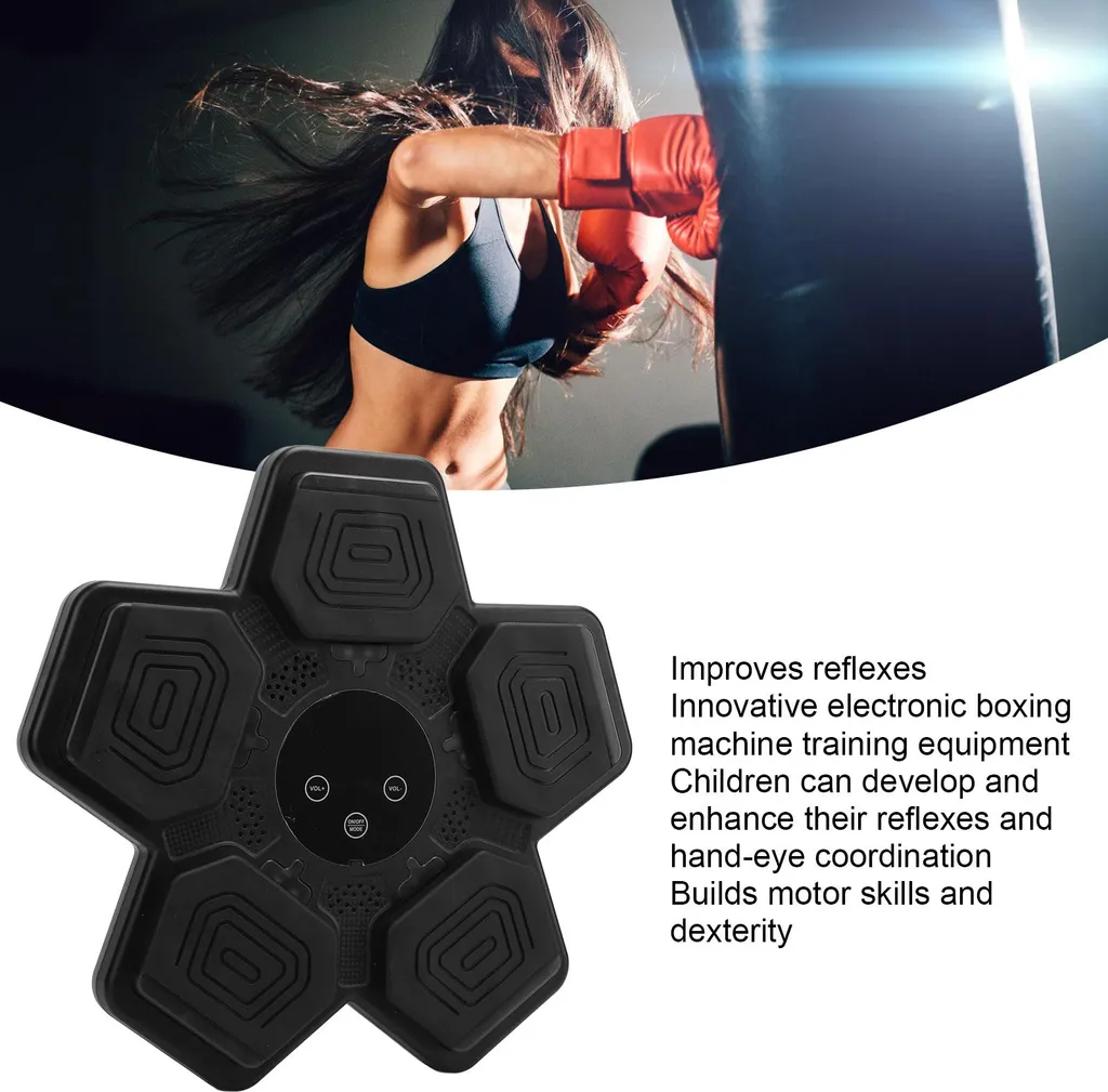 Machine de Boxe Musicale Enfant Noir avec Cible Murale Interactive Smart
