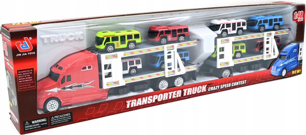 XXL Autotransporter LKW Set mit Spielzeugautos Schwarz Blau Rot Kinder Geschenkidee