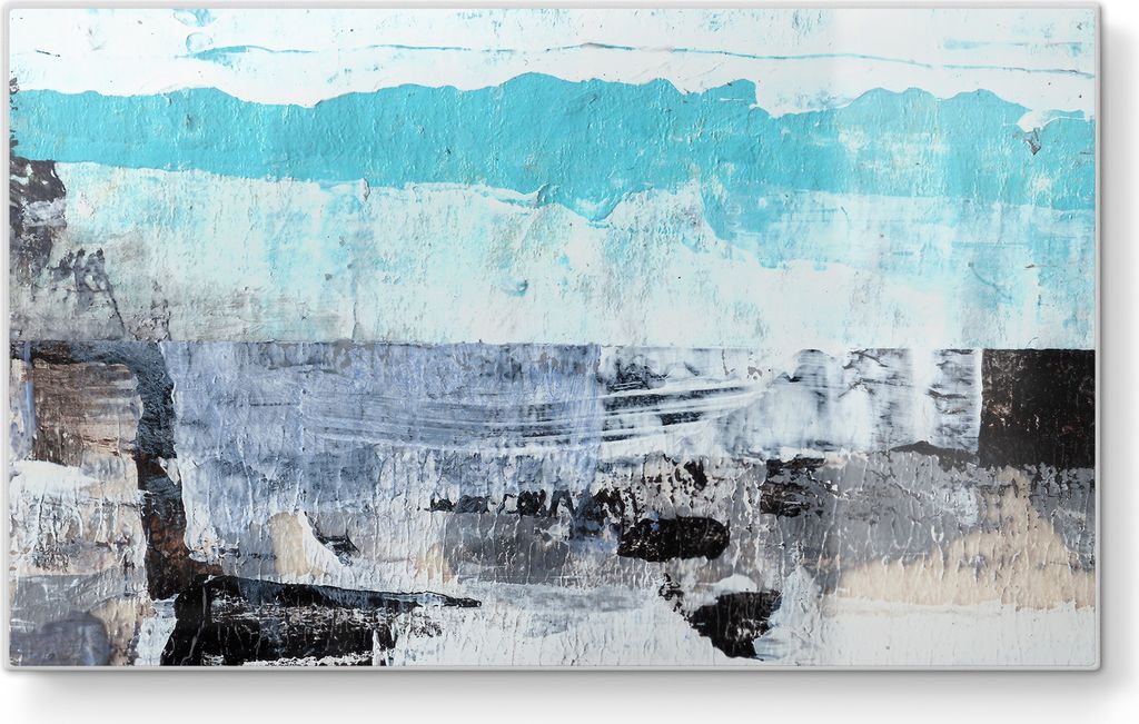 DEQORI Frühstücksbrett Glas 23x14 cm 'Blaue Tiefen' Schneidebrett Schneideplatte