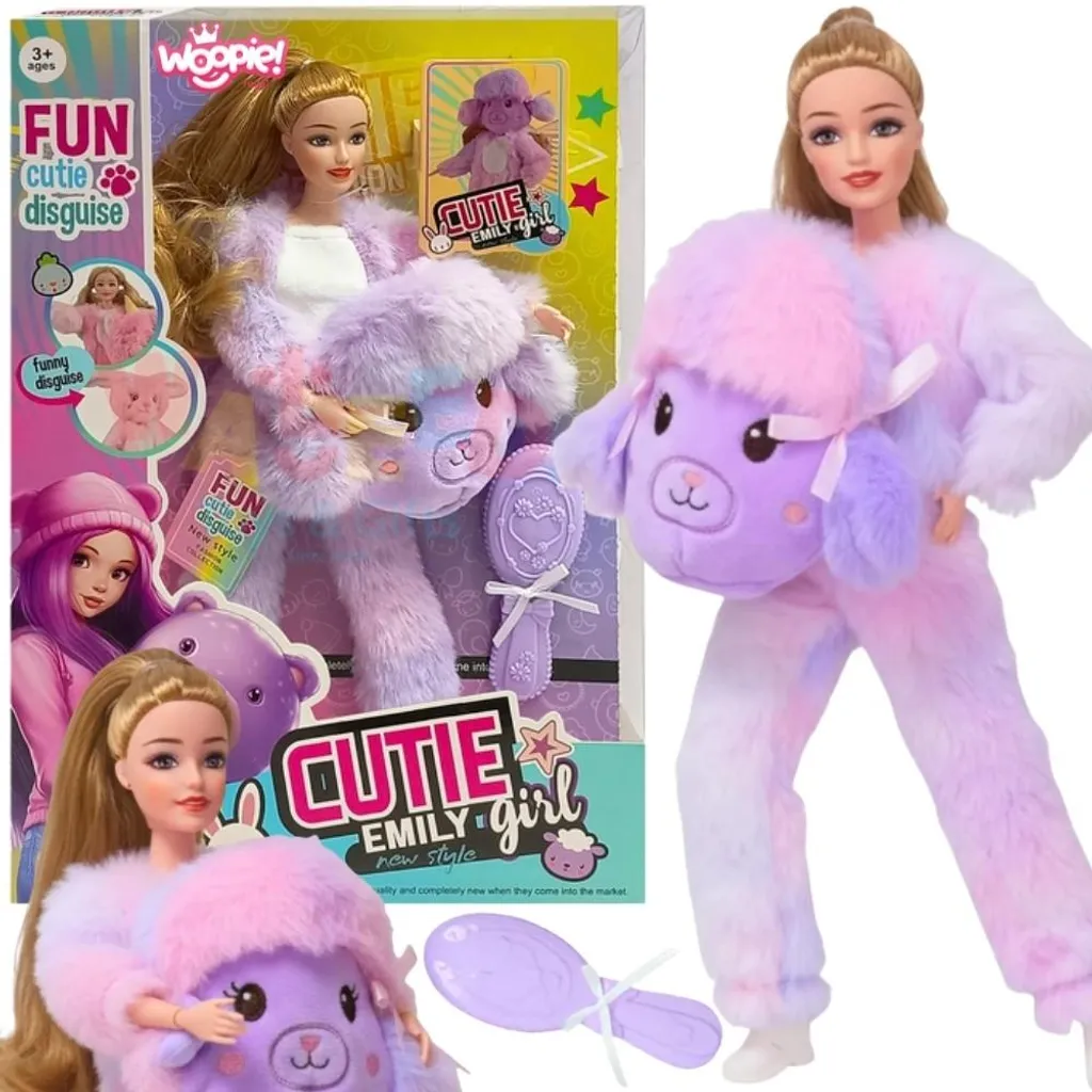 Poupée souple Woopie Royal Emi costume mouton violet au toucher doux