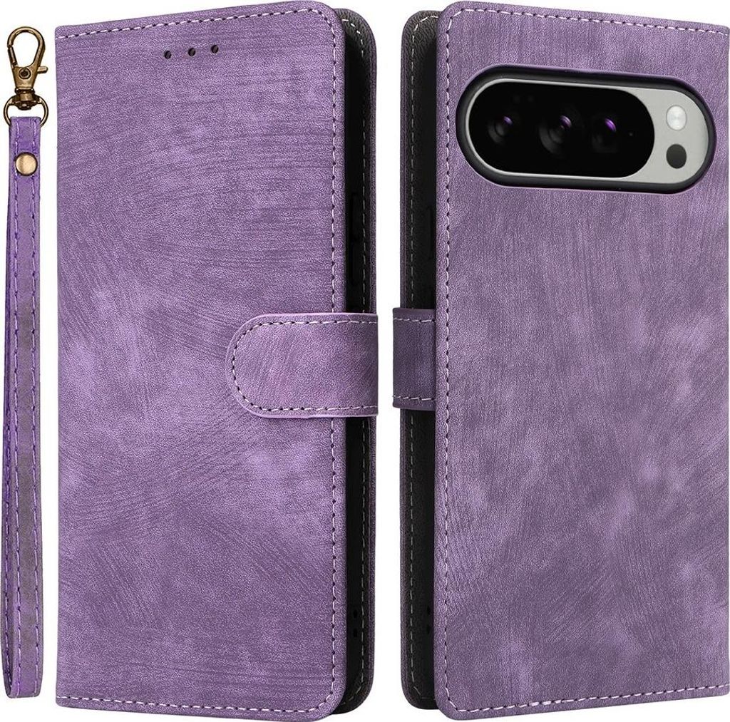 Hülle für Google Pixel 10 Pro XL - Phonesta Vintage Skin Book Wallet Klapphülle mit abnehmbarer Kordel - Lila