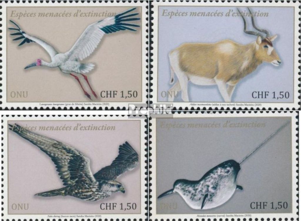 Briefmarken UNO - Genf 2020 Mi 1106-1109 (kompl.Ausg.) postfrisch Gefährdete Arten