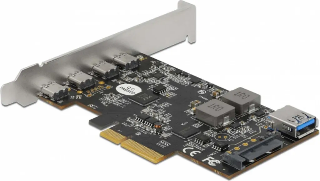 Carte PCIe USB 10 Gbps Low Profile 4 Ports USB-C et 1 Port USB-A Interne