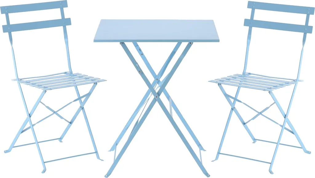 Salon de jardin DALINDA bleu : mobilier durable contre la rouille et UV