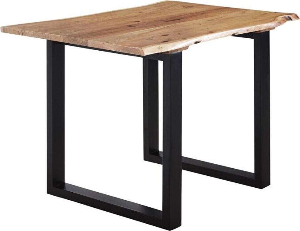 Esstisch Baumkante massiv Akazie natur 120 x 80 schwarz U-Gestell LUBIN