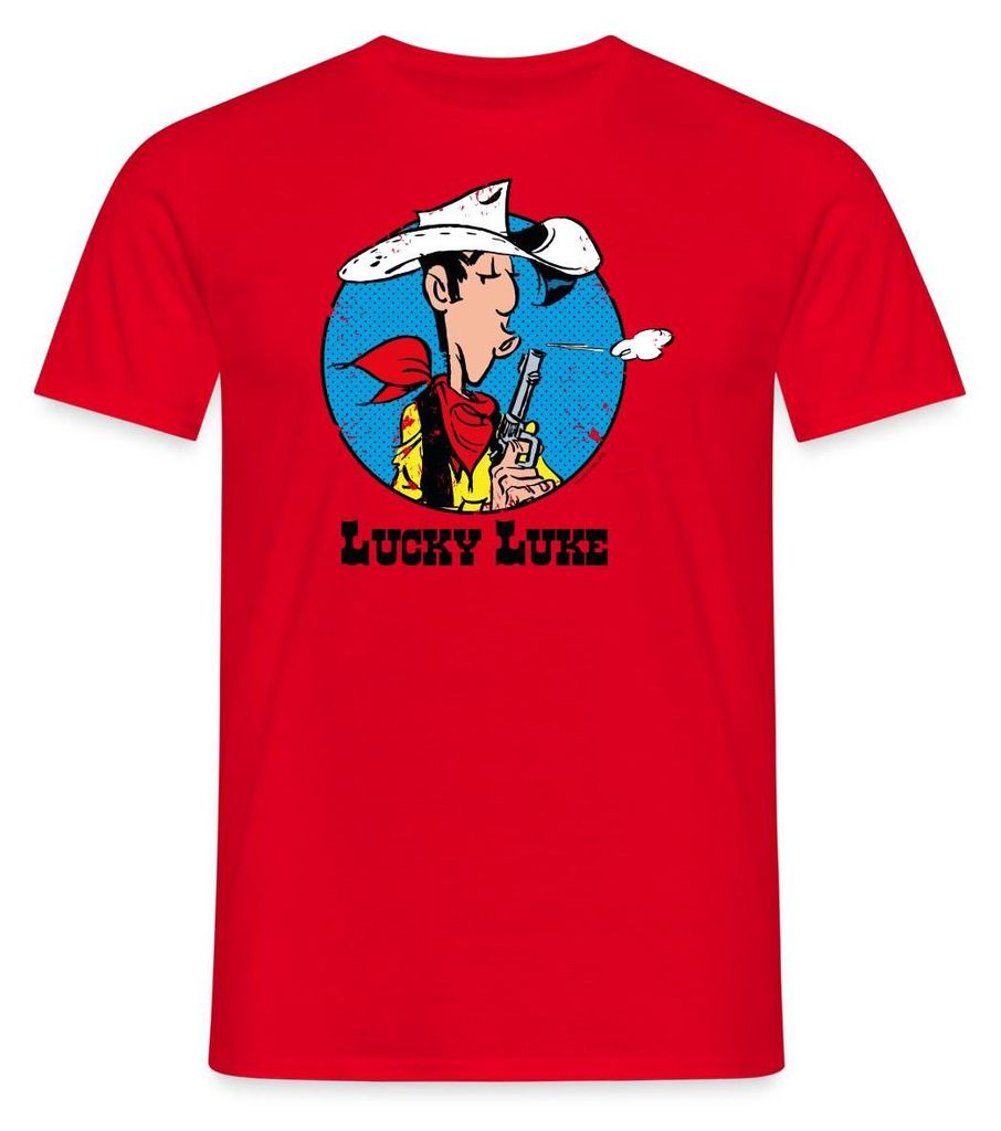 Spreadshirt Lucky Luke mit Pistole Männer T-Shirt, 4XL, Rot