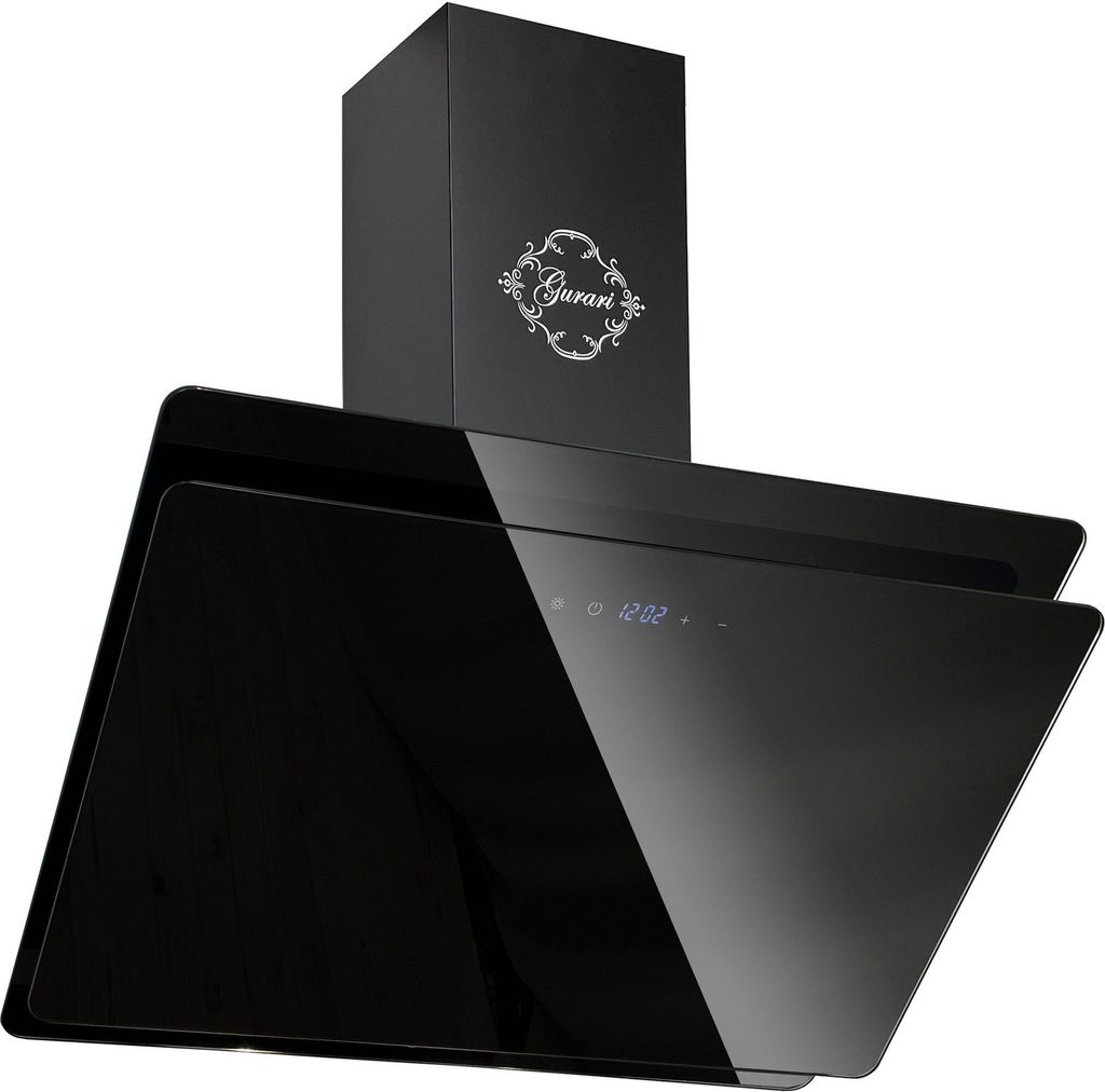 GURARI Wandhaube GCH S 411 90 BL PRIME N, Dunstabzugshaube 90 cm, Schwarz Glas,1000m³/h