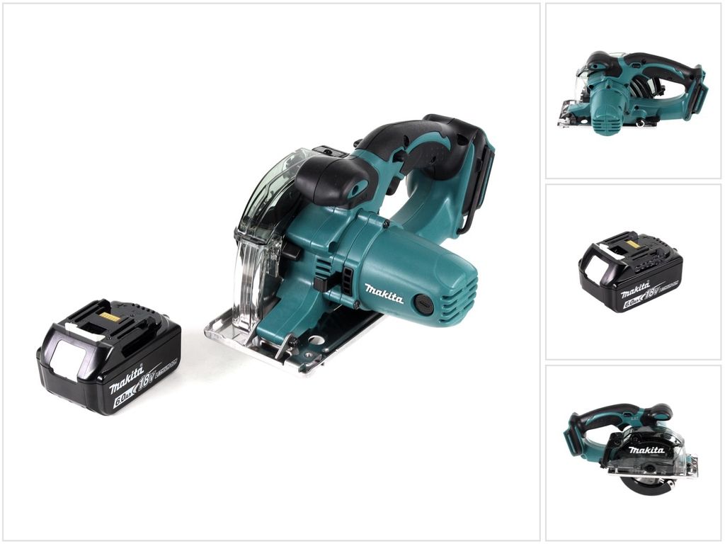 Makita DCS 552 G1 18 V Akku Metall Handkreissäge 136 mm + 1x 6,0 Ah Akku + Sägeblatt und Schutzbrille - ohne Ladegerät