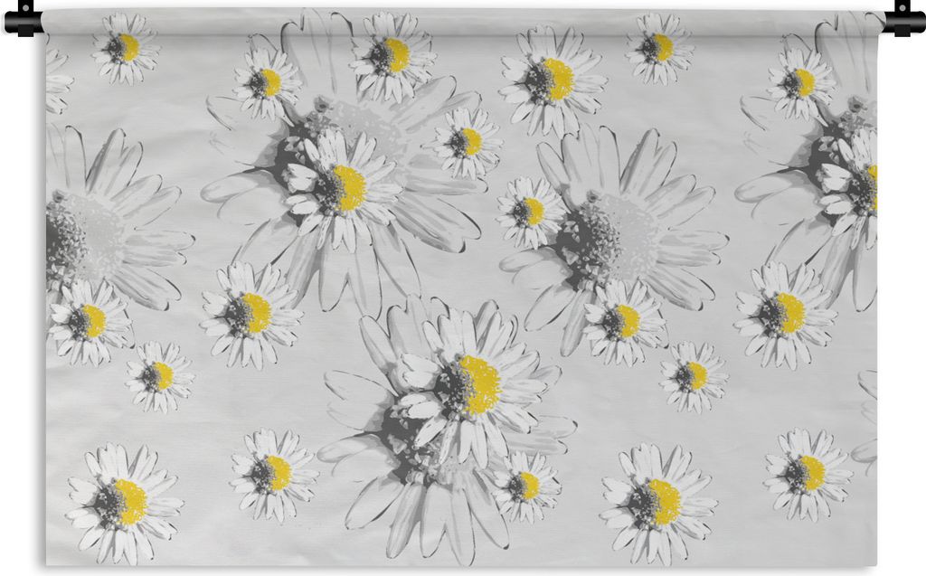 MuchoWow Wandteppich Wandbehang Gänseblümchen - Kamille - Blumen - Muster 60x40 cm Tapisserie Dekoration Wandtuch - Wanddekorationen