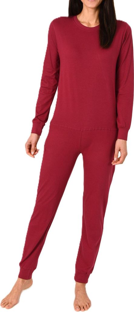 Damen Pflegeoverall langarm Einteiler Schlafanzug mit Reißverschluss am Rücken ; beere , XXL