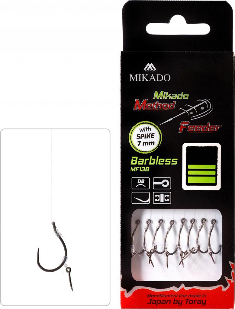8 x MIKADO METHOD FEEDER BARBLESS Hameçon Rig `s avec Image du produit 
