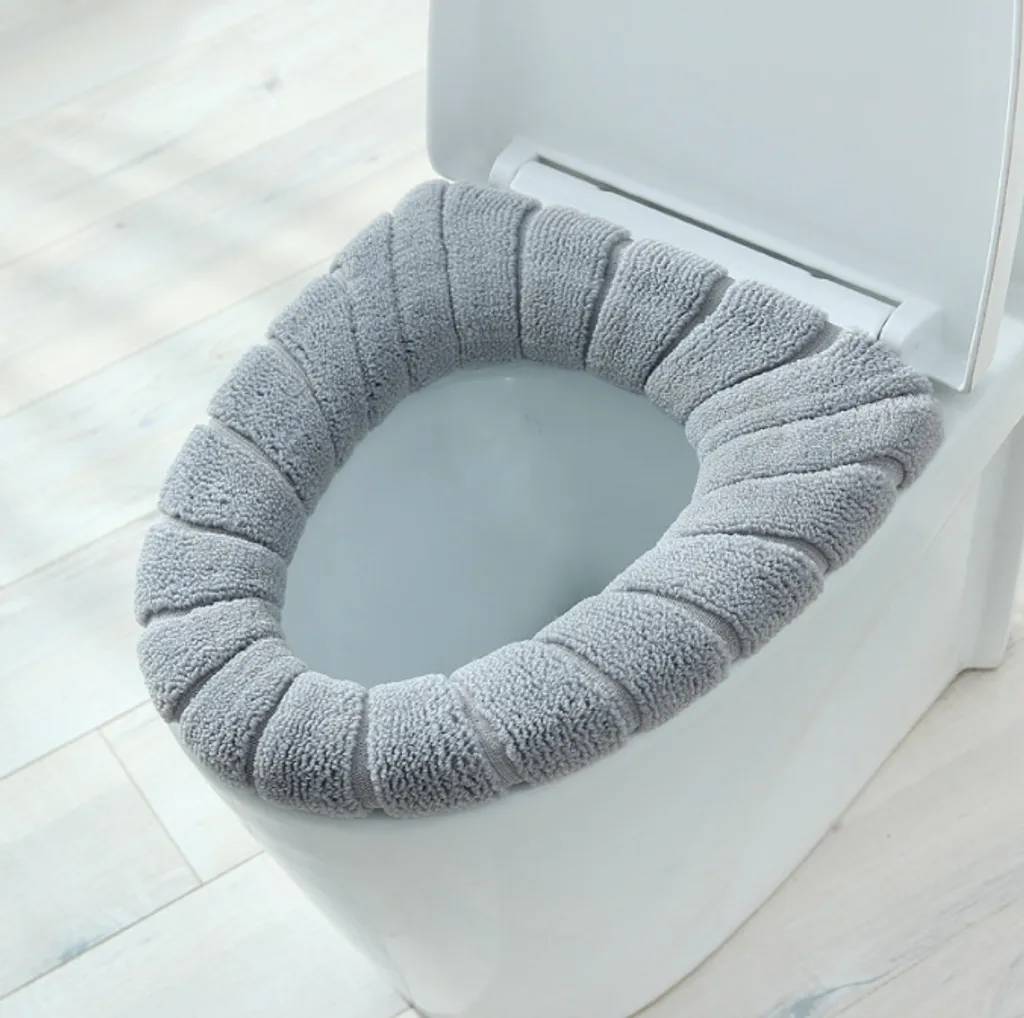 Offerta 4 Pezzi Copriwater Peluche Grigio | Universale, Caldo e Lavabile